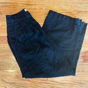 GAP Women's Black Pleated Linen Trousers